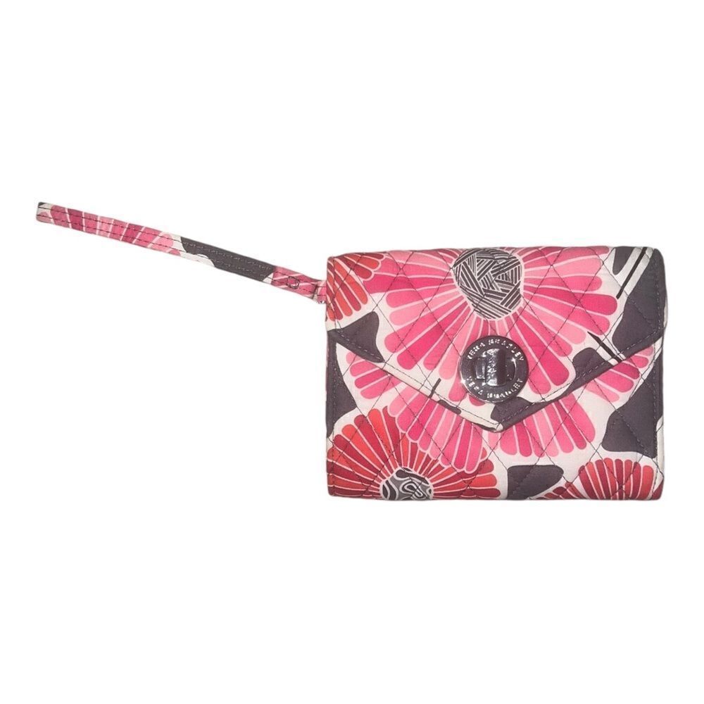 Vera Bradley Cheery Blossoms Your Turn Smartphone Wristlet Red Gray EUC